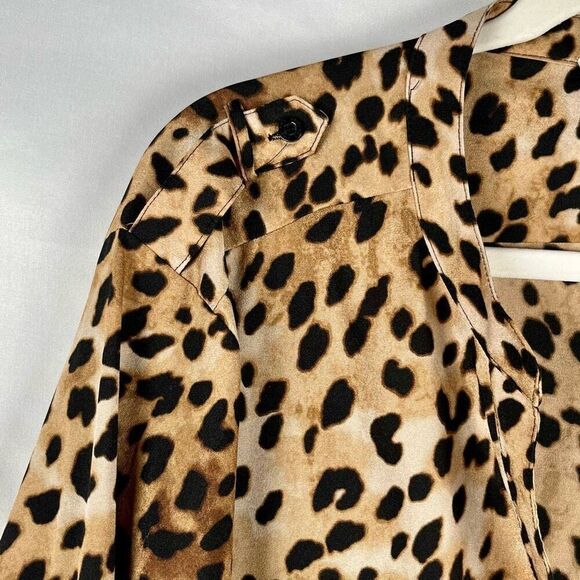 Calvin Klein Animal Print Cheetah V-neck Blouse - Picture 4 of 13